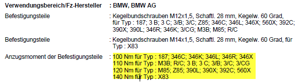 Drehmoment alufelgen bmw x5 #5