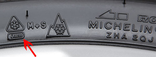 Michelin Winterreifen 4mm Aufdruck